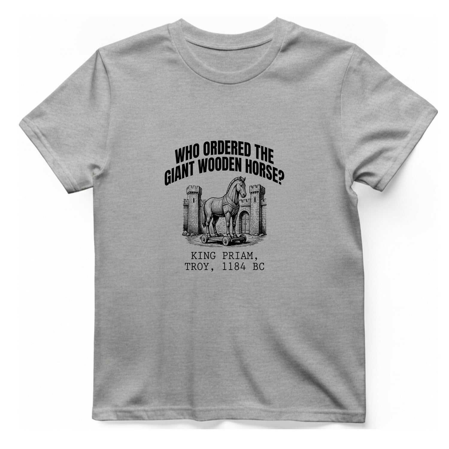 Trojan Wooden Horse T-Shirt - Sport Grey front