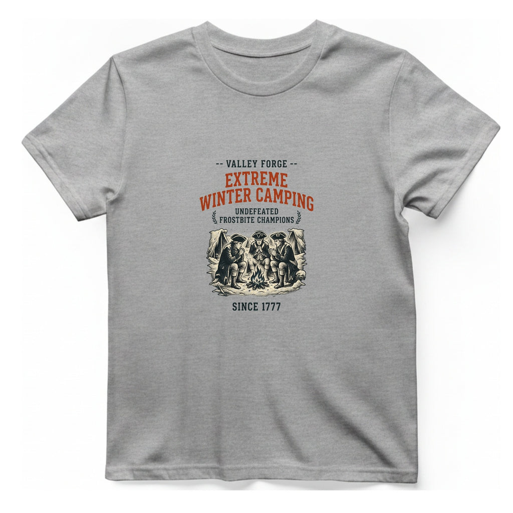 Valley Forge Winter Camping T-Shirt - Sport Grey front