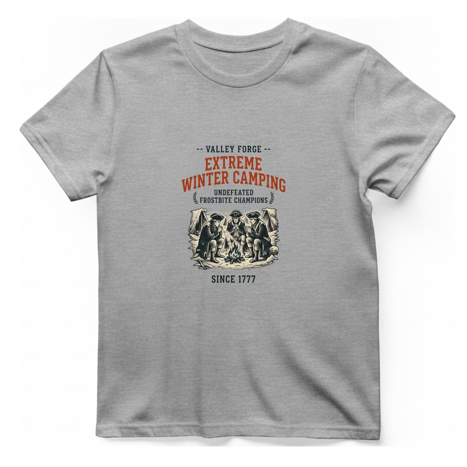 Valley Forge Winter Camping T-Shirt - Sport Grey front