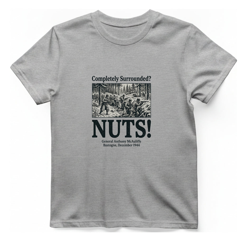 Bastogne Nuts Defiance T-Shirt - Sport Grey front