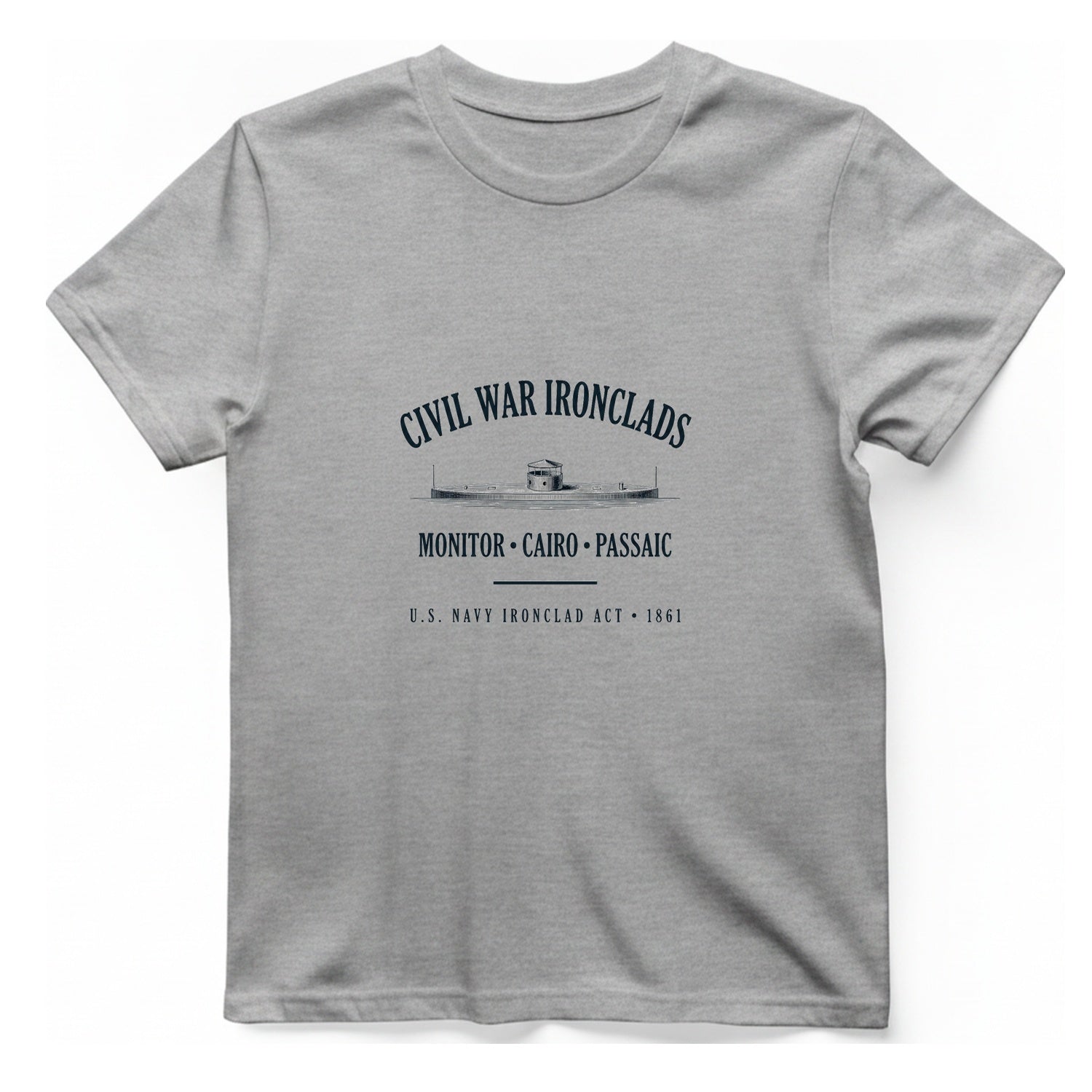 Civil War River Ironclads T-Shirt - Sport Grey front