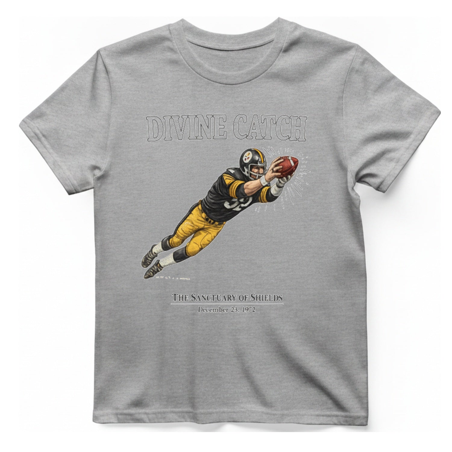 Divine Catch Football T-Shirt - Sport Grey front