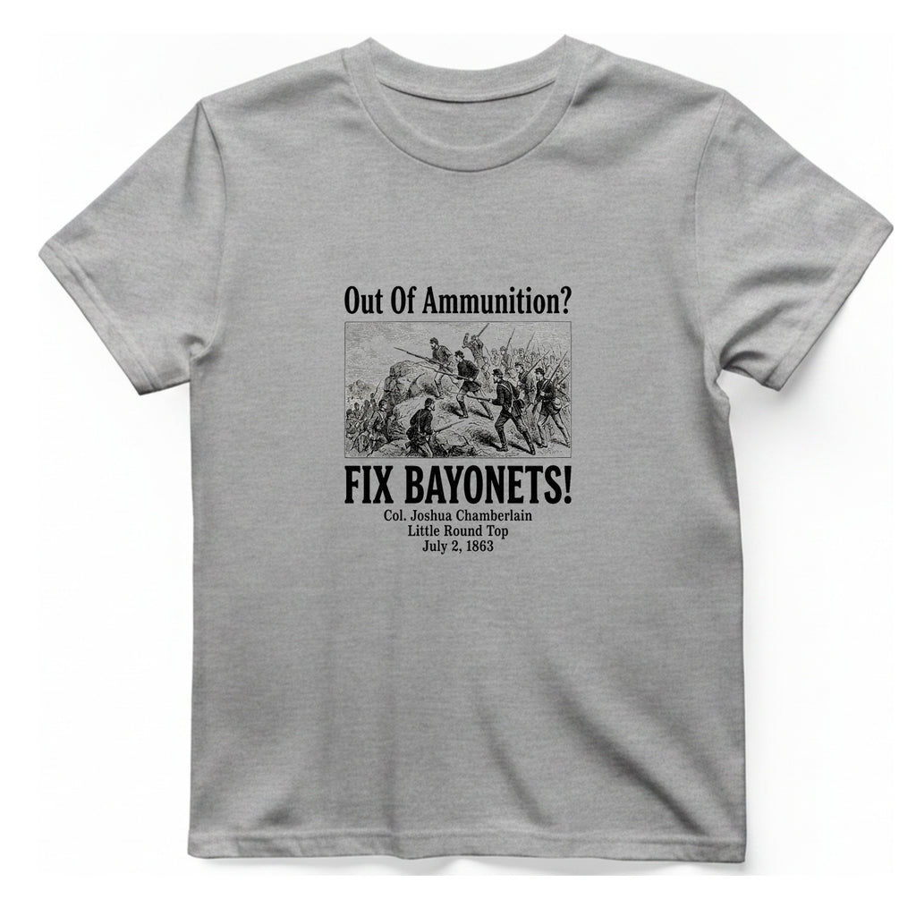 Out of Ammunition Fix Bayonets T-Shirt - Sport Grey front