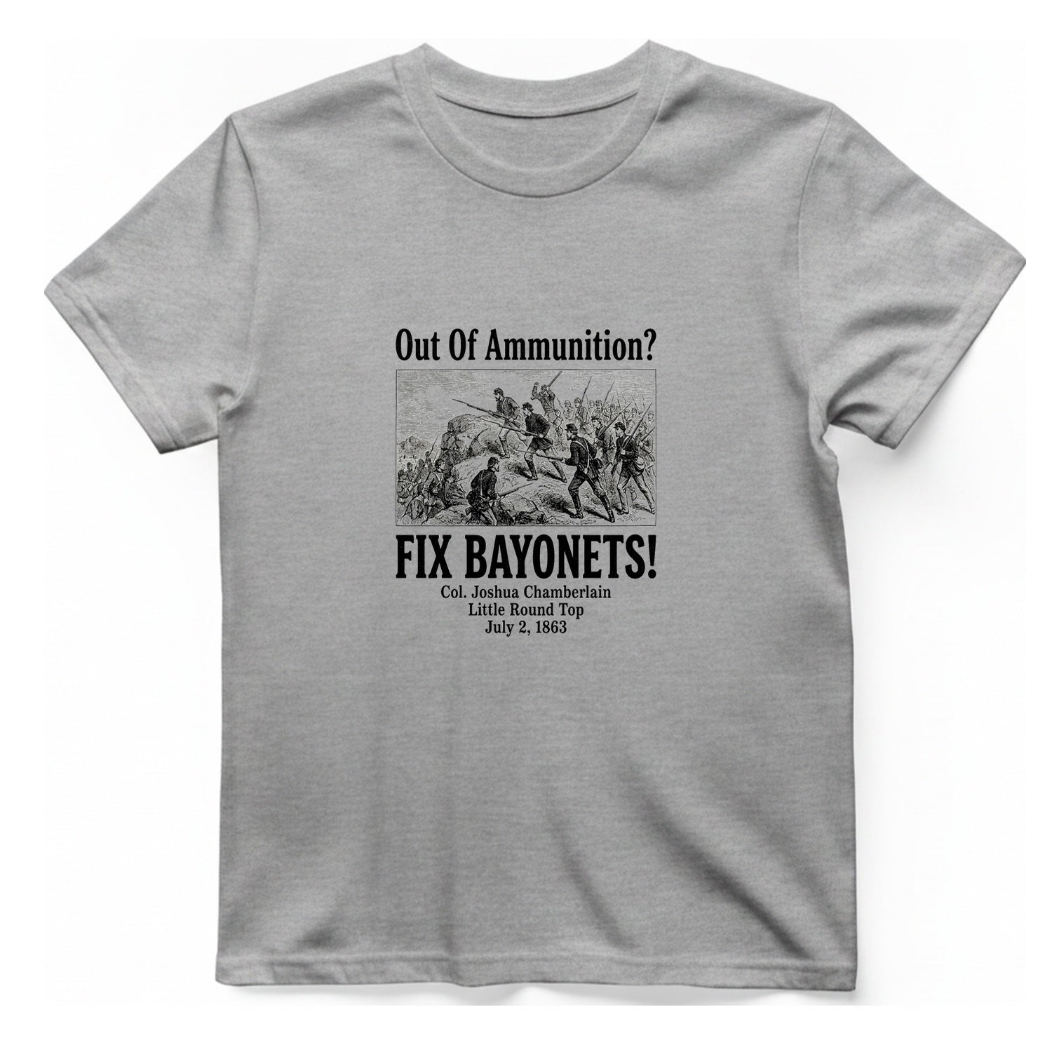 Out of Ammunition Fix Bayonets T-Shirt - Sport Grey front