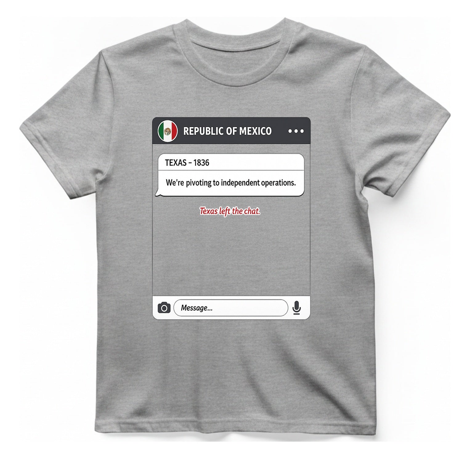 Texas Independence Group Chat T-Shirt - Sport Grey front