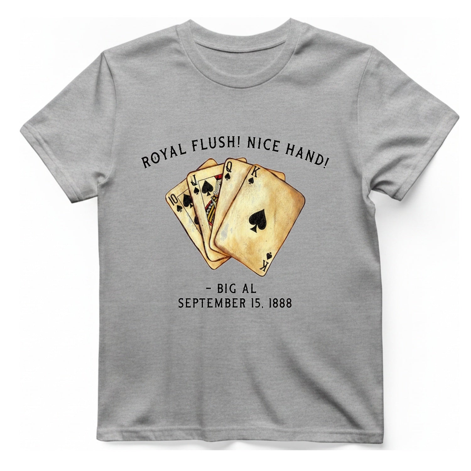 Royal Flush Hand T-Shirt - Sport Grey front