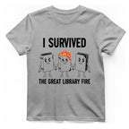 I Survived The Great Library T-Shirt - Sport Grey front