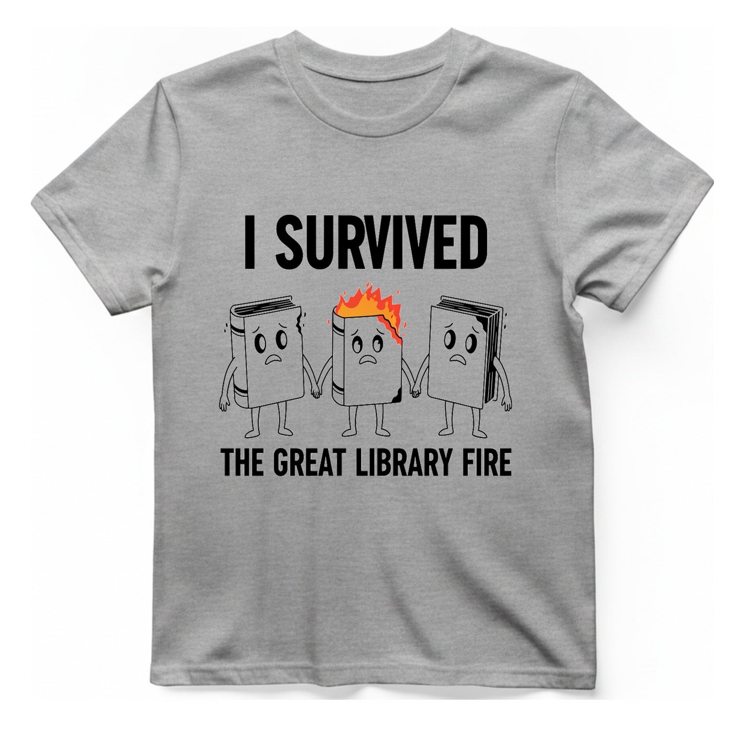 I Survived The Great Library T-Shirt - Sport Grey front