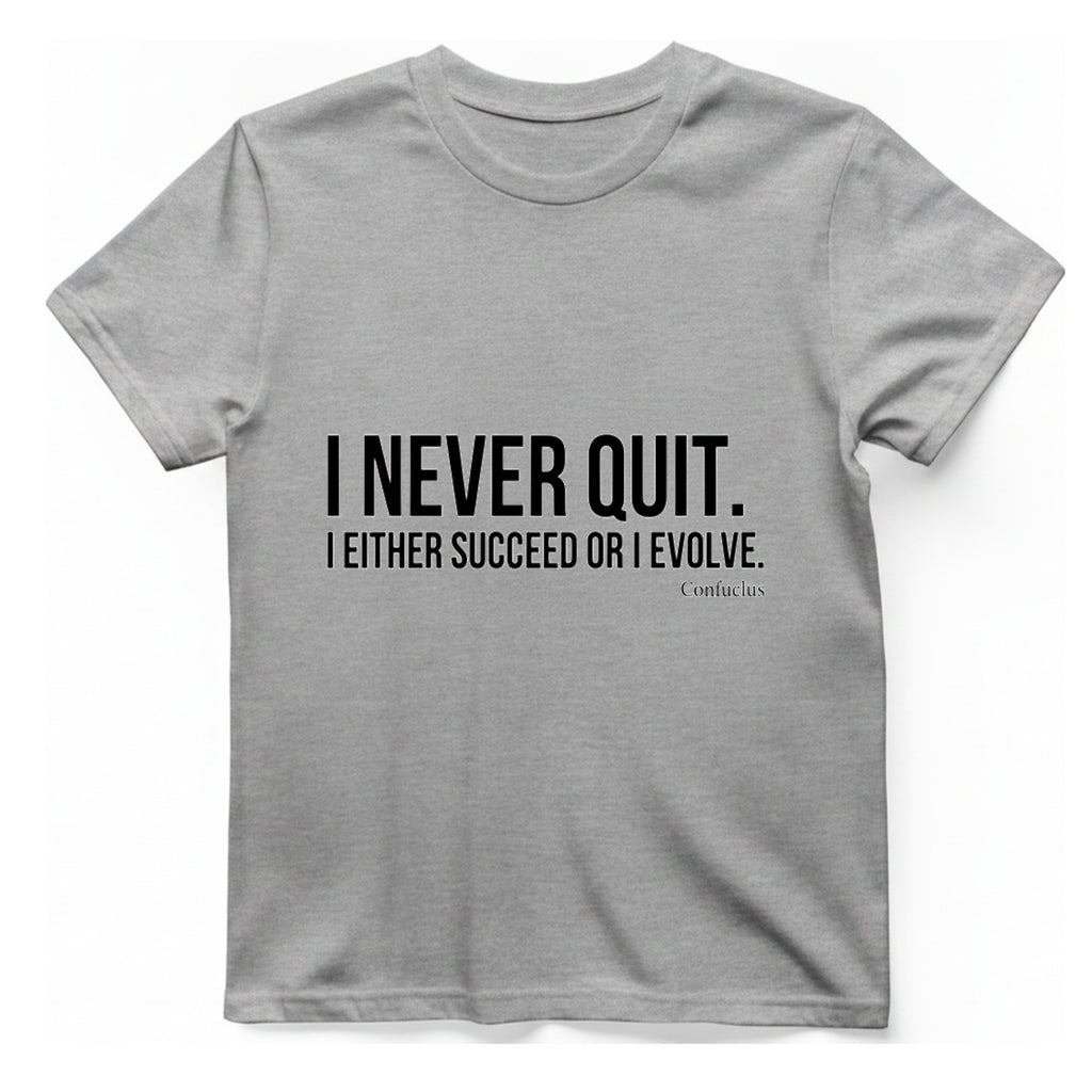 Confucius Never Quit T-Shirt - Sport Grey front