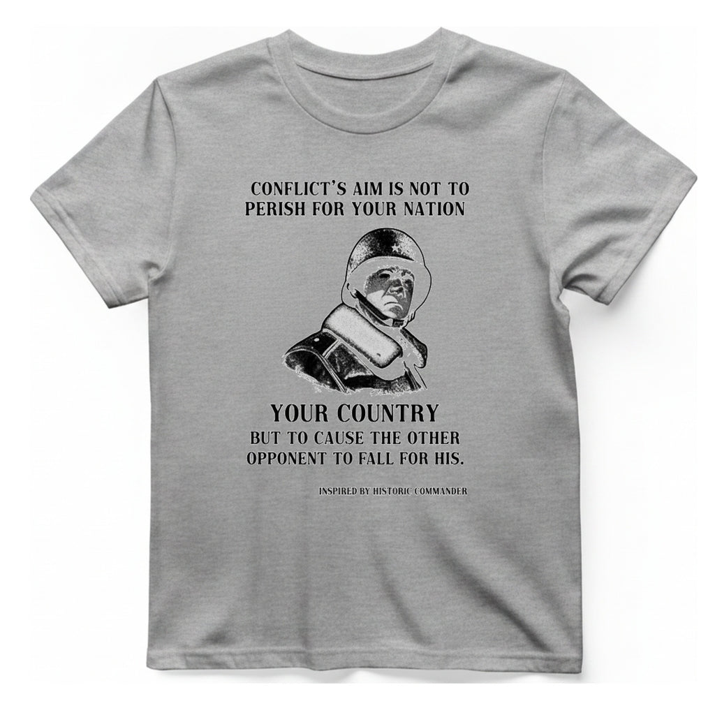 Historic Commander Quote T-Shirt - Sport Grey front