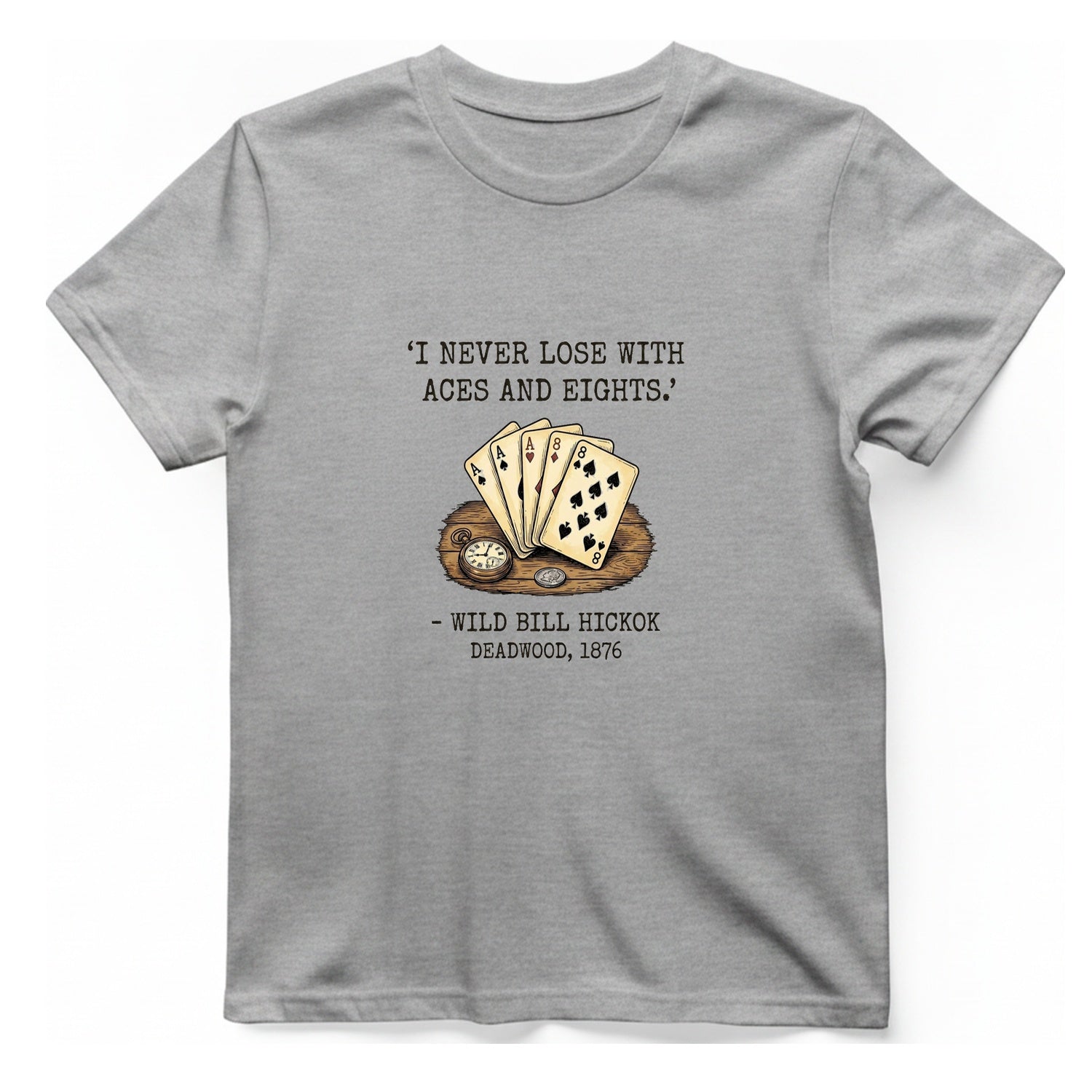 Dead Mans Hand Poker T-Shirt - Sport Grey front