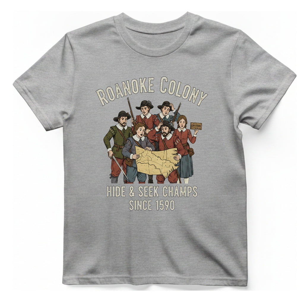 Roanoke Colony Hide And Seek T-Shirt - Sport Grey front