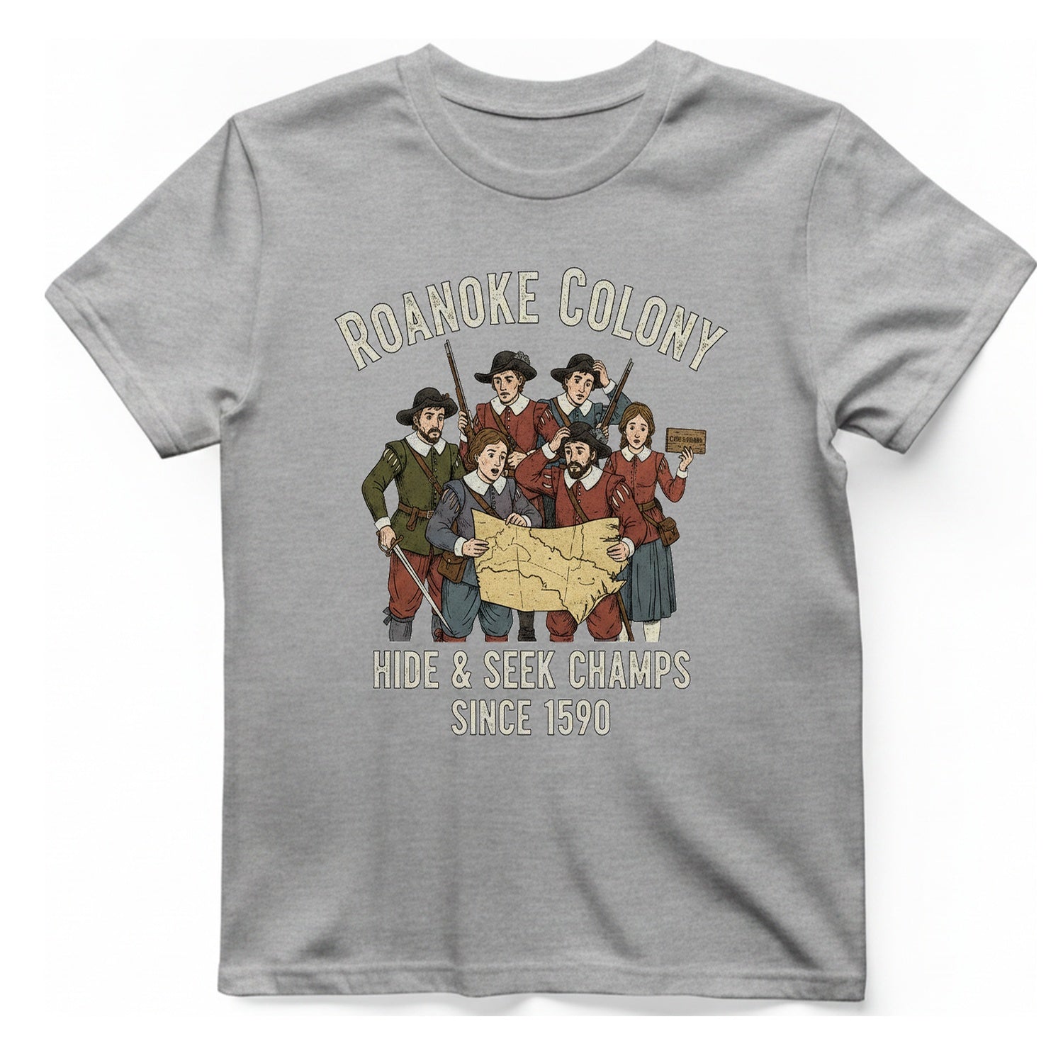 Roanoke Colony Hide And Seek T-Shirt - Sport Grey front