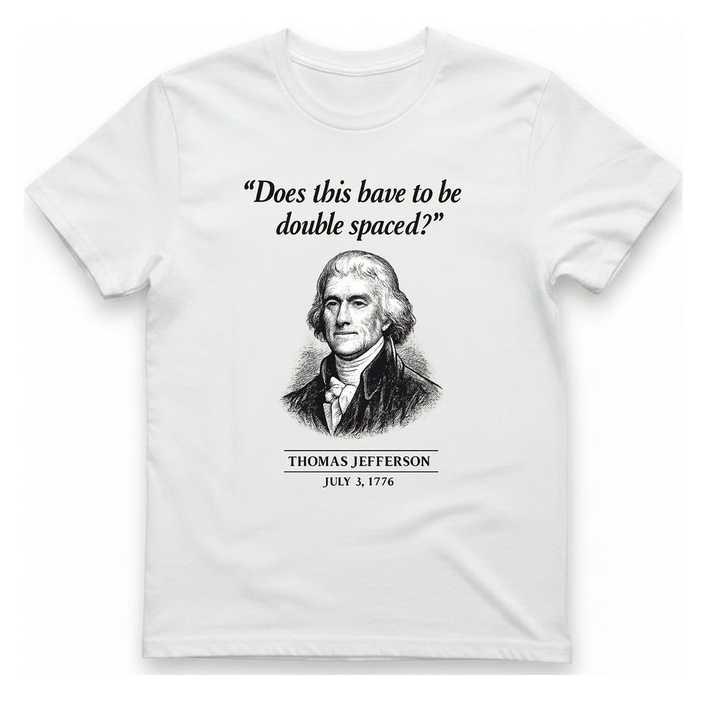 Thomas Jefferson Procrastination Double Spaced T-Shirt - White front