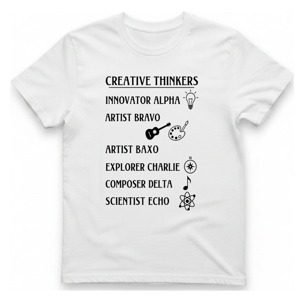 Creative Thinkers List T-Shirt - White front