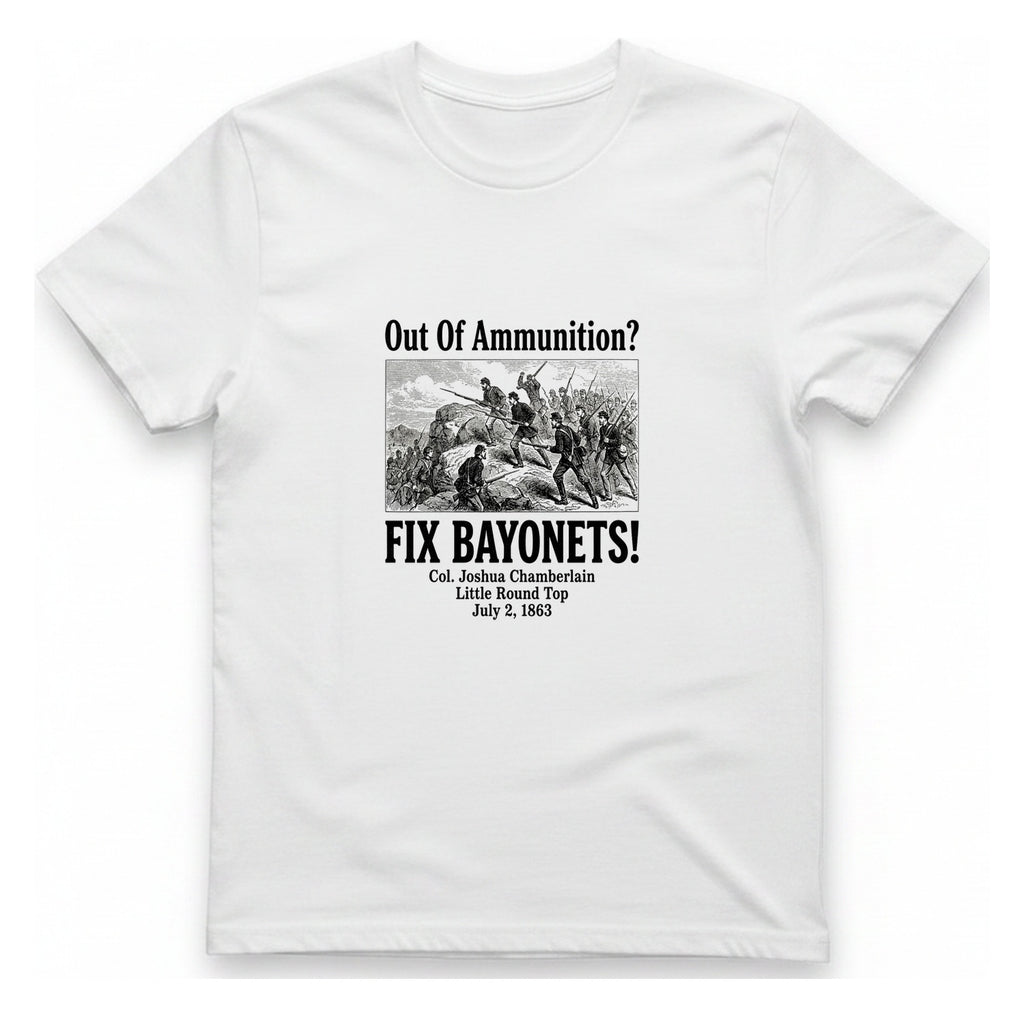 Out of Ammunition Fix Bayonets T-Shirt - White front