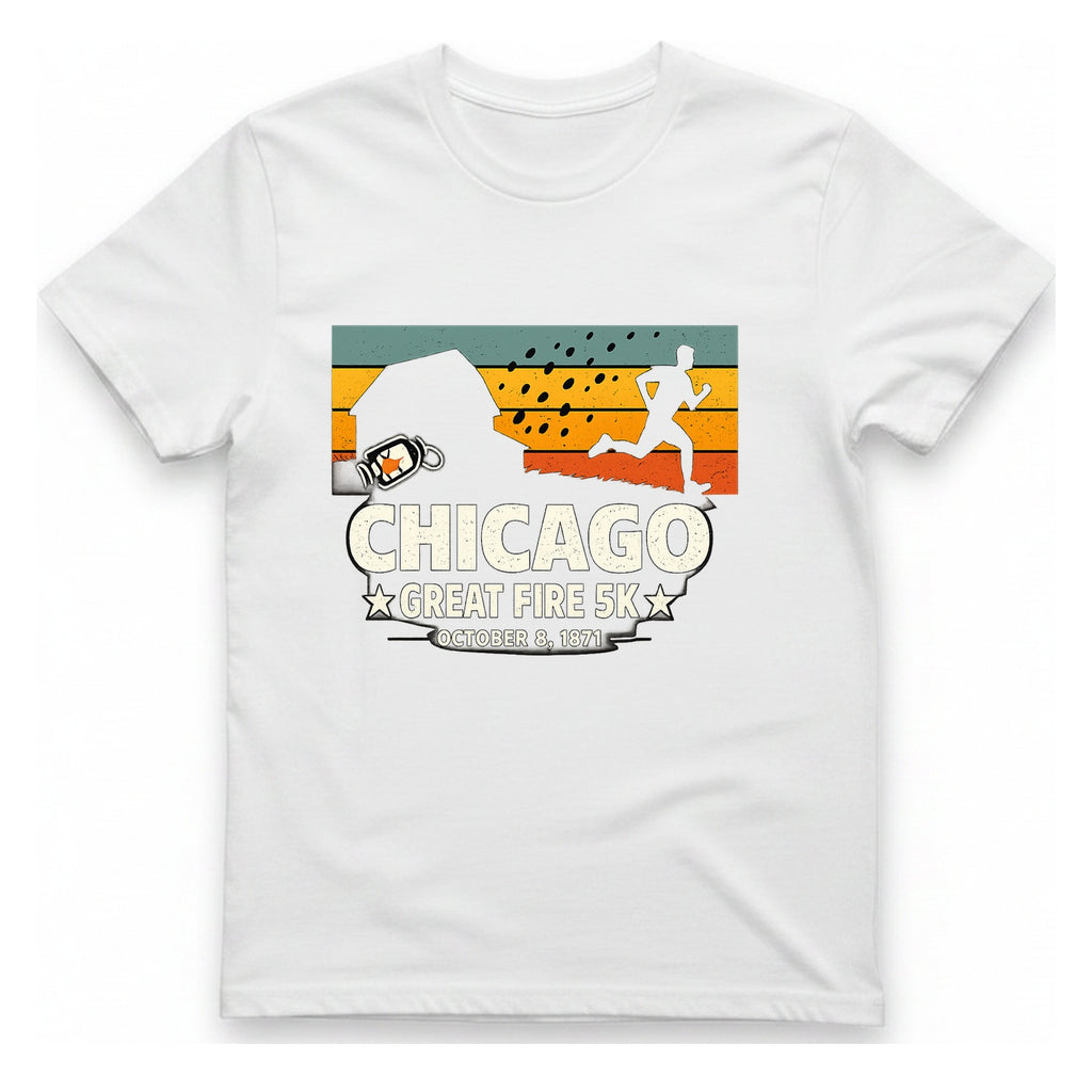 Chicago Great Fire 5K Retro T-Shirt - White front
