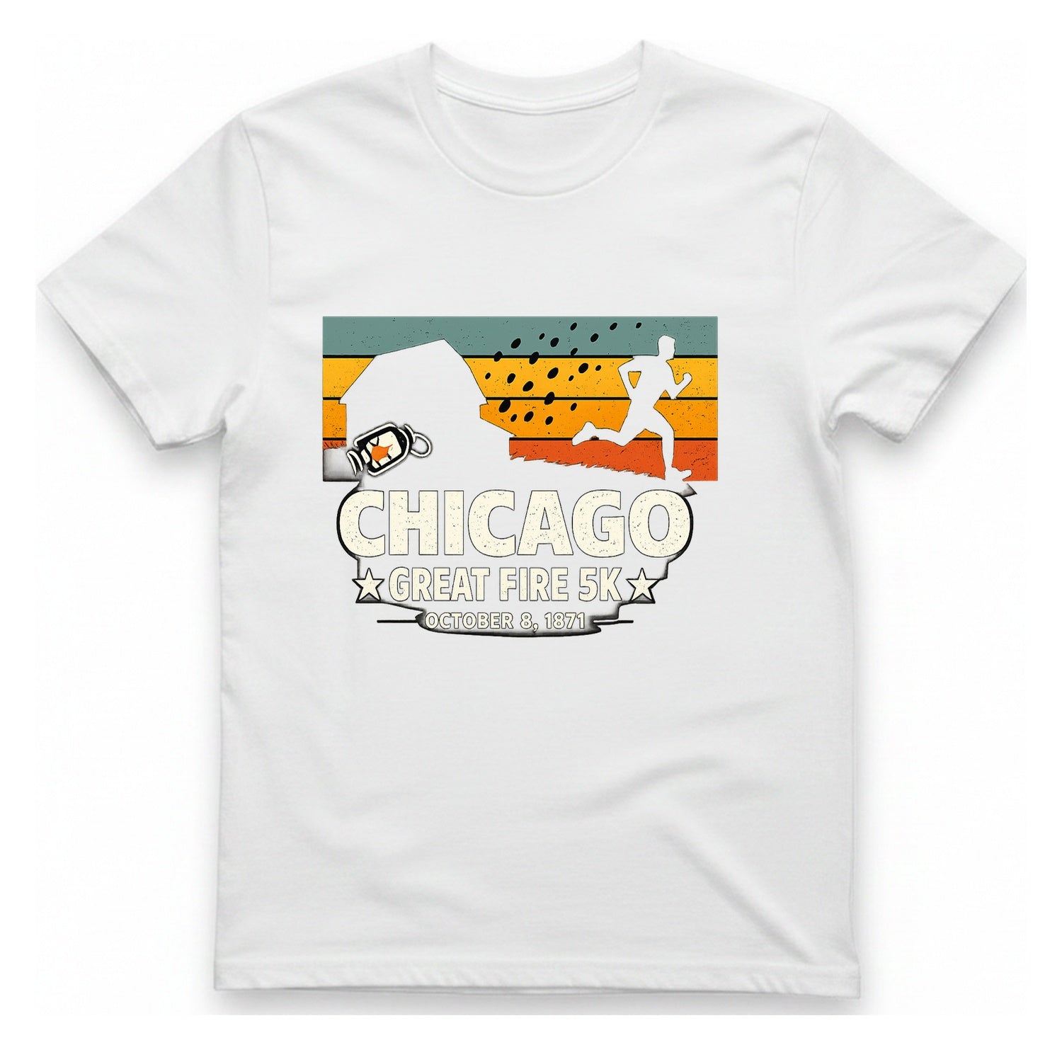 Chicago Great Fire 5K Retro T-Shirt - White front