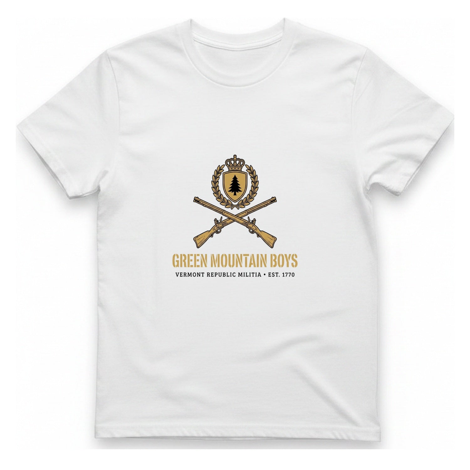 Green Mountain Boys Crest T-Shirt - White front