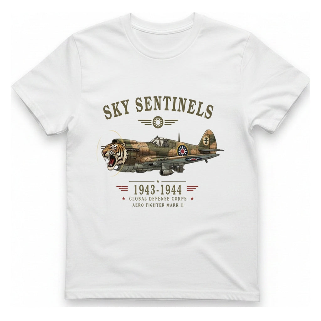Sky Sentinels Fighter Plane T-Shirt - White front