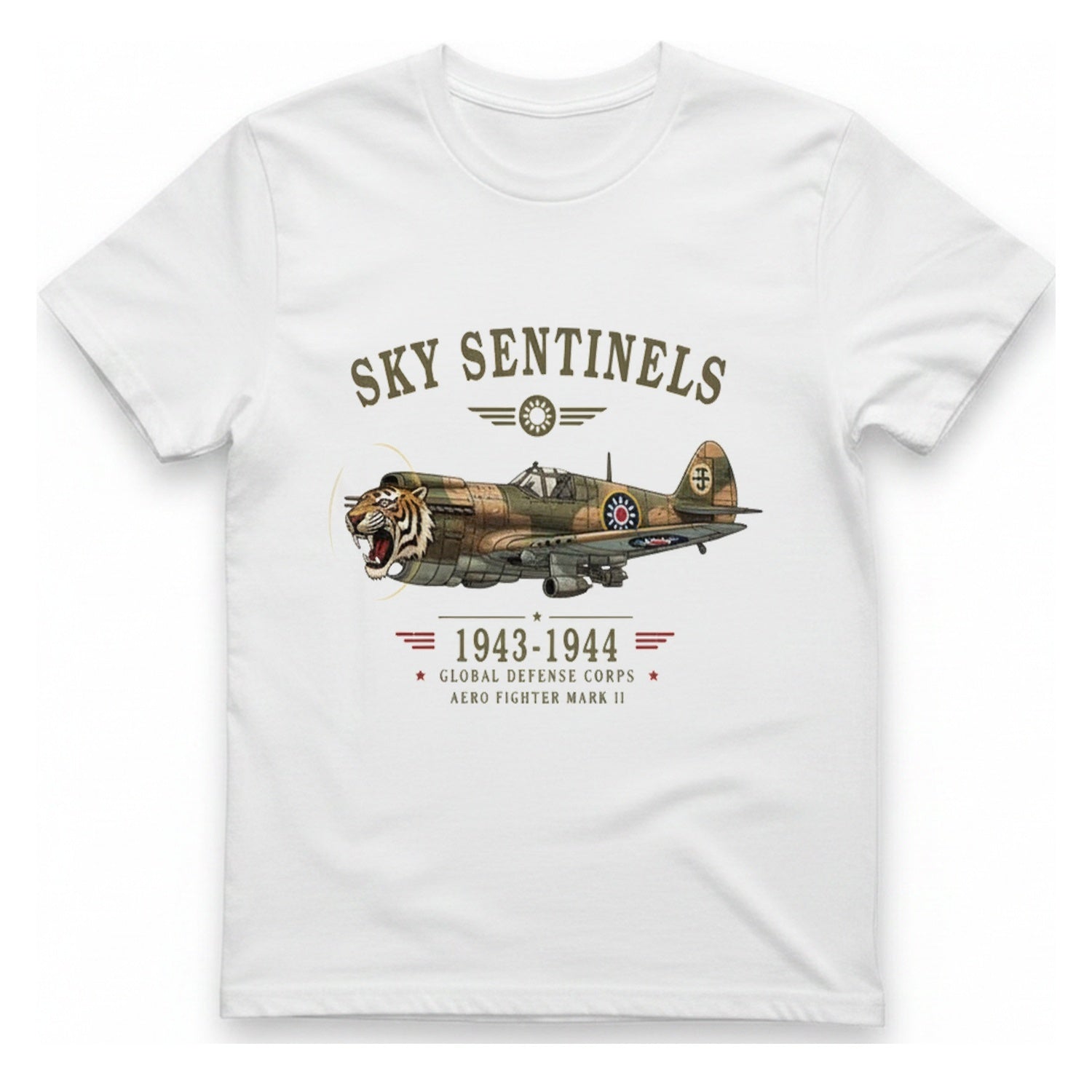 Sky Sentinels Fighter Plane T-Shirt - White front
