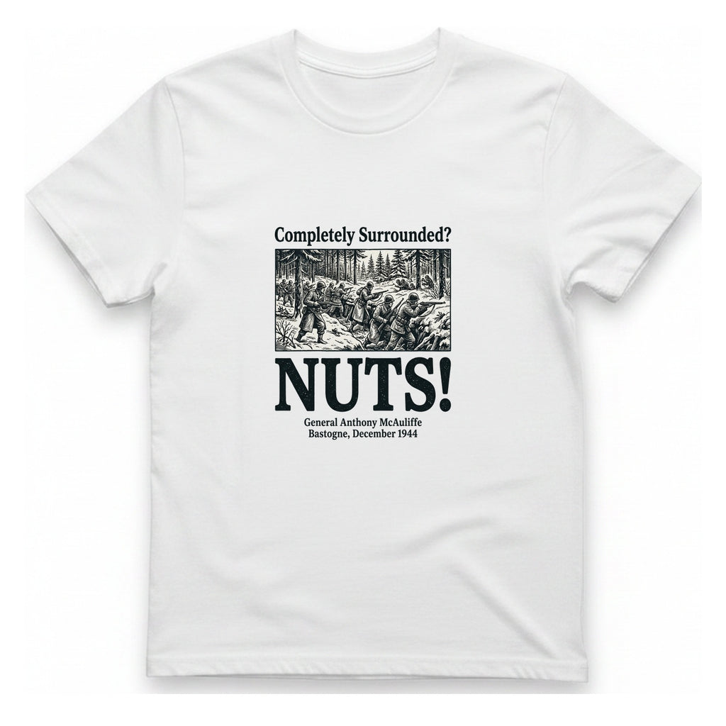 Bastogne Nuts Defiance T-Shirt - White front