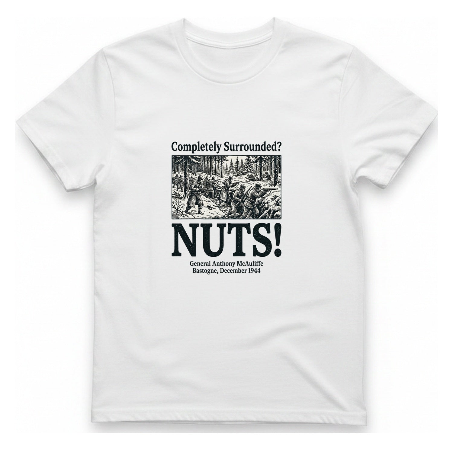 Bastogne Nuts Defiance T-Shirt - White front